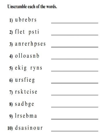 Incredible English 2 Unit 5 Unscramble