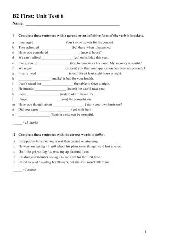 B2 First - Unit Test 6