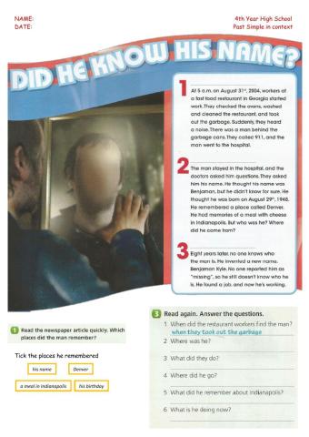 4th - Past Simple in context