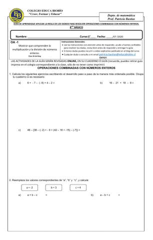 Clase 36 8° Aplican la regla de los signos para resolver operaciones combinadas con números enteros..doc