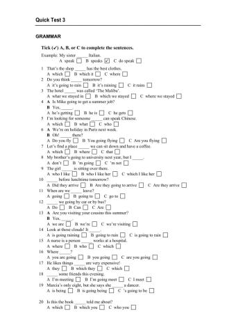 Quick test english file pre int