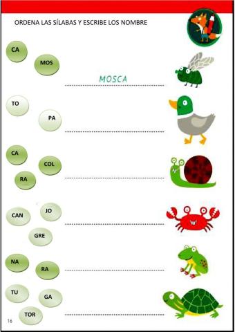 Ordena las sílabas y forma la palabra