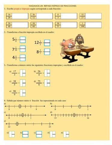 Fracciones propias e impropias