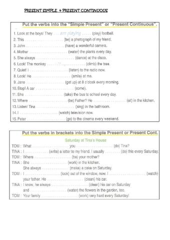 Present Simple and Continuous