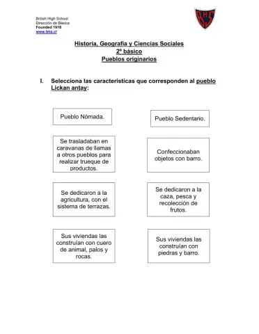 Pueblos originarios: Lickan anytay, Diaguita y Chango.