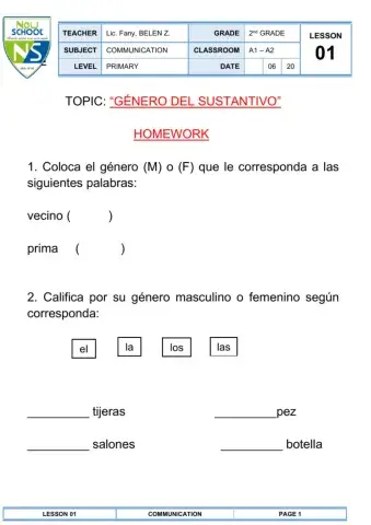El Género del sustantivo