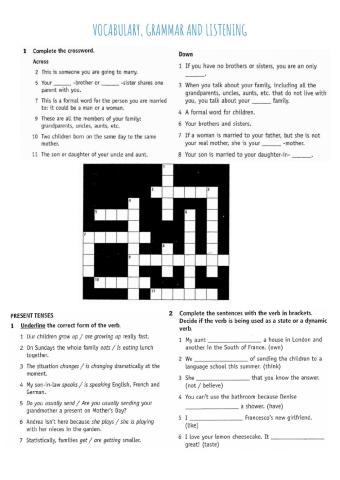 Vocabulary, Grammar and Listening