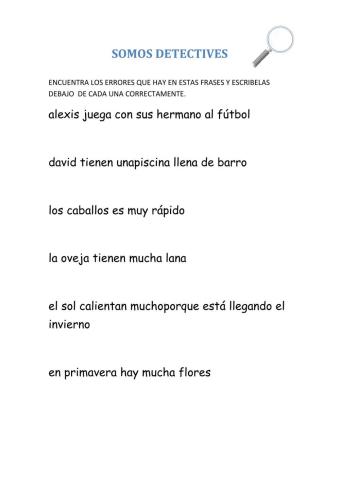 Errores en la escritura. (Mayúsculas, puntos, concordancia)