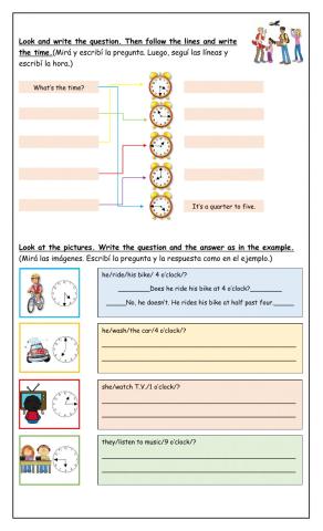 Present Simple + The time - EXTRA 4th