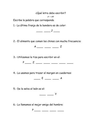 Uso de la -r- y la -rr-