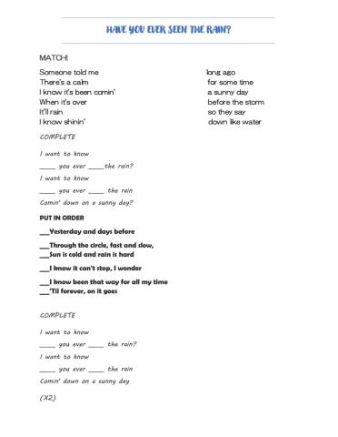 Have you ever seen the rain - song