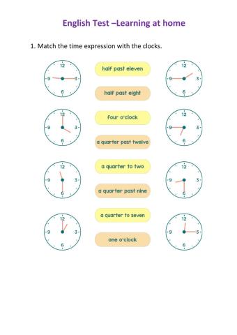 English test - Learning at home