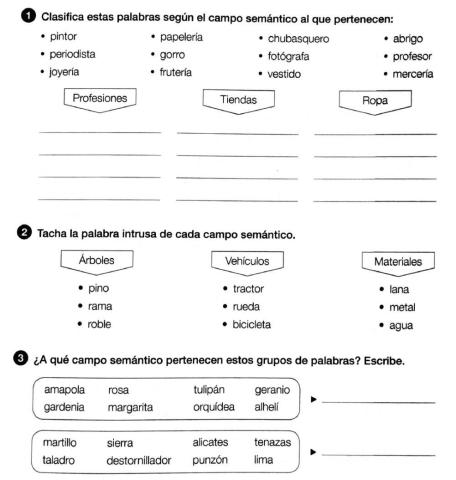 Verbos y familias de palabras
