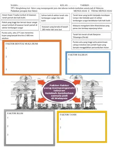 Faktor mempengaruhi jenis dan taburan tumbuh-tumbuhan semula jadi di Malaysia