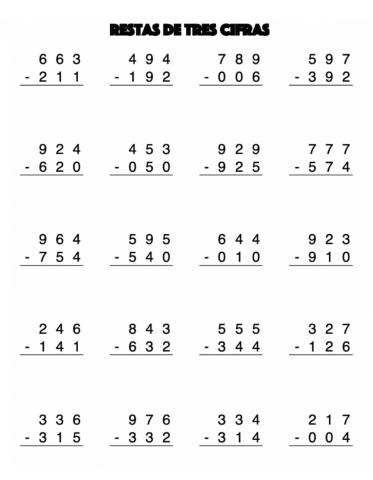 Restes de tres xifres sense portar