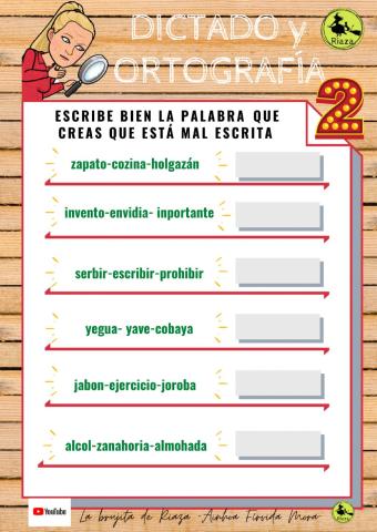 Selecciona la palabra incorrecta y escribel abien