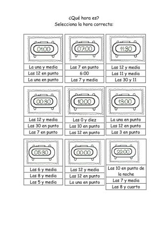 ¿Qué hora es (digital)?