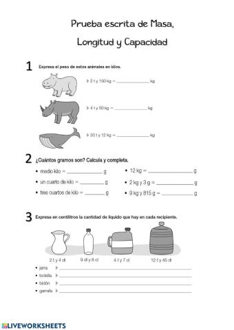 Medidas de longitud, capacidad y masa