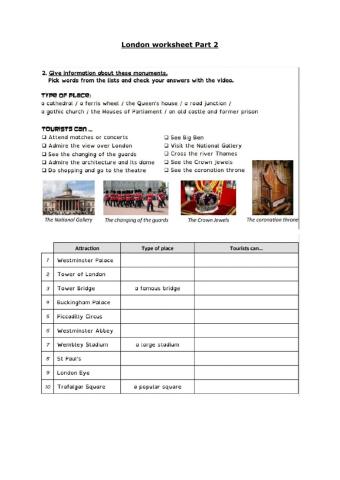 Activities in London lanmarks