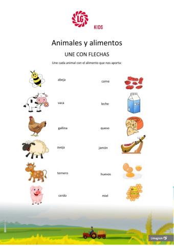 Une cada animal con su alimento