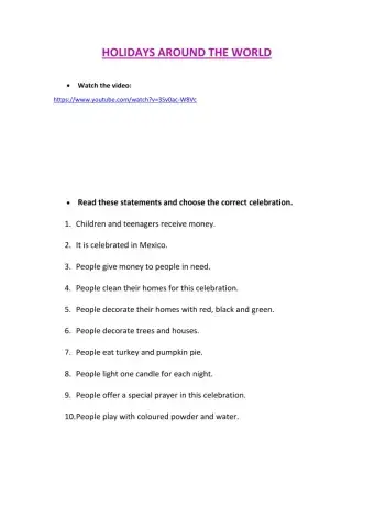 Holidays and celebrations