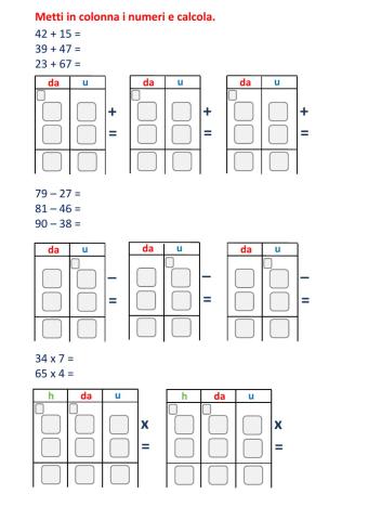 Operazioni in colonna