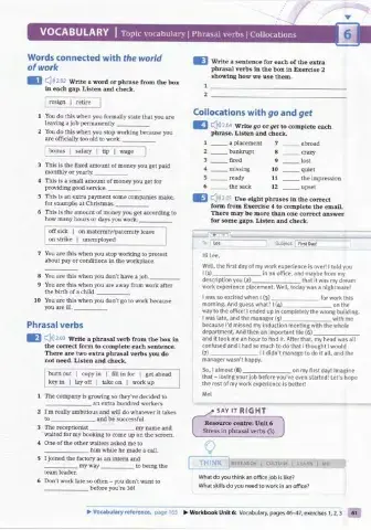 Unit 6 Work and Travel Vocabulary 