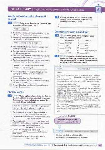 Unit 6 Work and Travel Vocabulary 