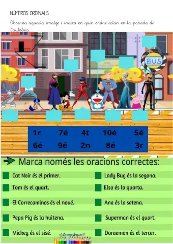 Números ordinals fins al 10é