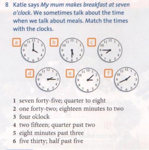 Match the clocks and the times