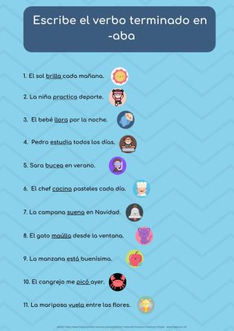 Verbos terminados en -aba