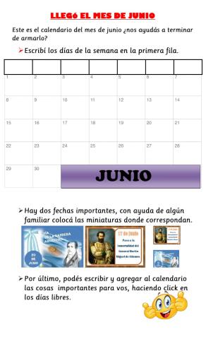Calendario junio
