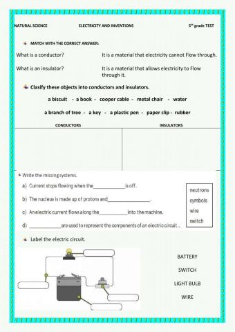 Electricity and inventions test