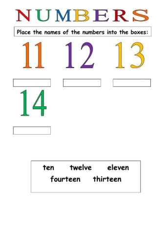 Number Names 11-14