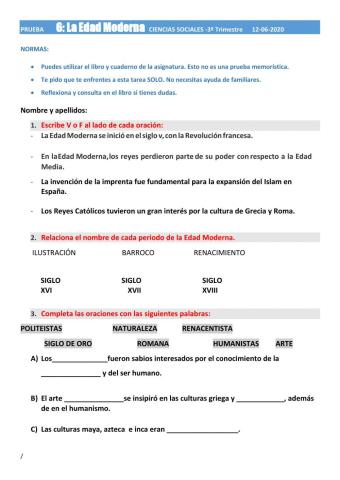PRUEBA TEMA 6: LA EDAD MODERNA
