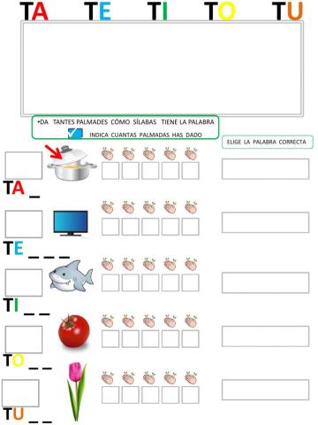 La sílaba: ta, te, ti,to,tu