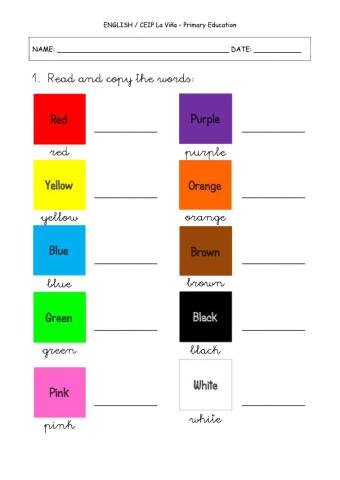 Basic writing: colours