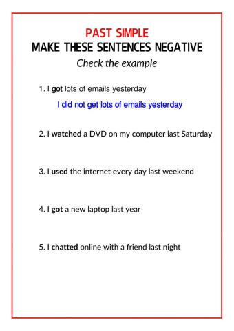 Past simple negative form