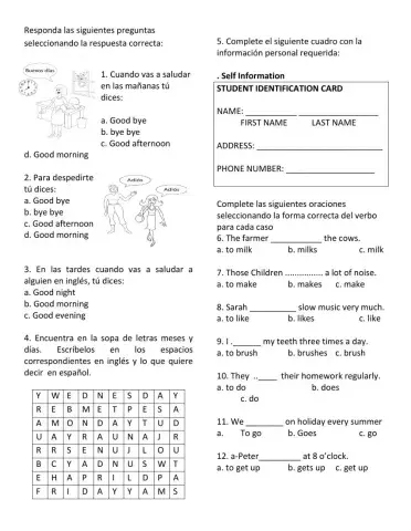 Greetings, simple present, present continuous