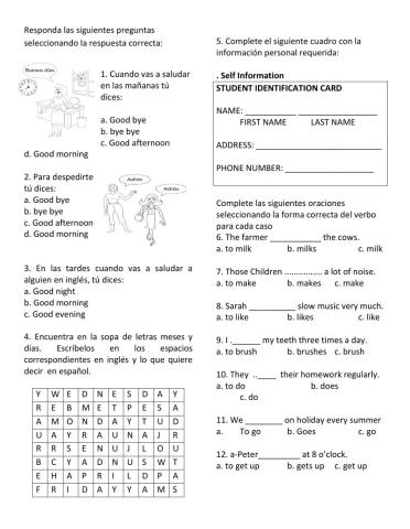 Greetings, simple present, present continuous