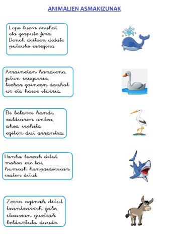 Animalien asmakizunak