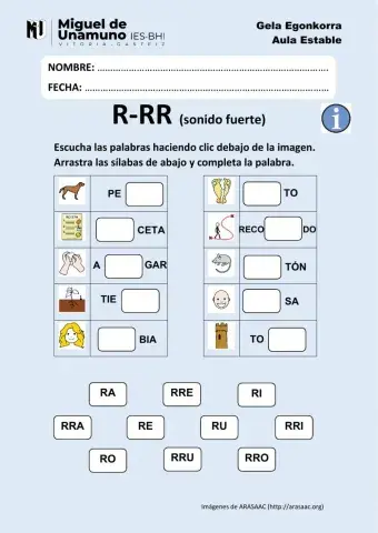 R-RR (r fuerte): arrastra las sílabas y escribe las palabras