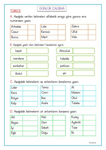 Günlük çalışma 29