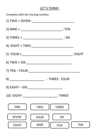 Maths with numbers 1 to 10