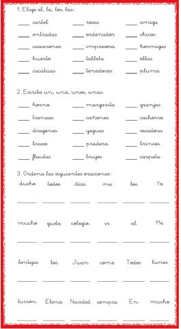 Artículos-ordenar oraciones