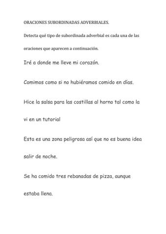 Oraciones subordinadas adverbiales