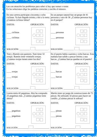 Problemas de sumar y restar sin llevadas III