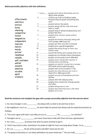 Personality Adjectives