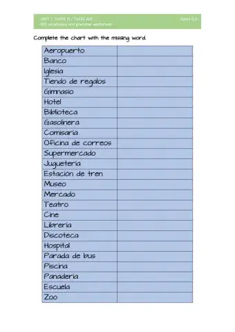 Unit 7. 003 vocabulary and grammar worksheet