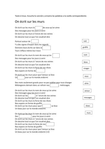 TEXTE À TROUS.On écrit sur les murs
